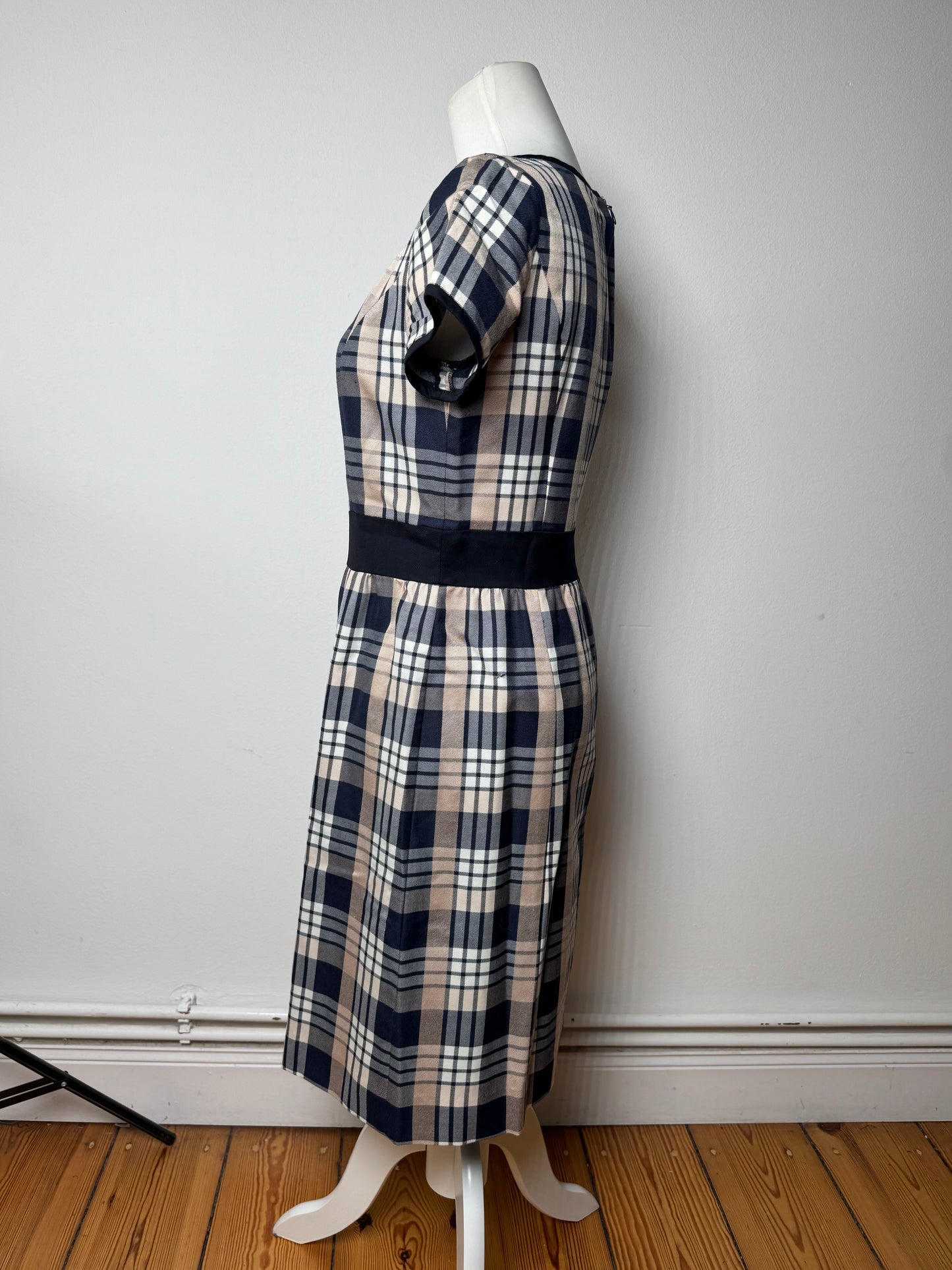 Vintage Courreges Checked Dress White Grey Black