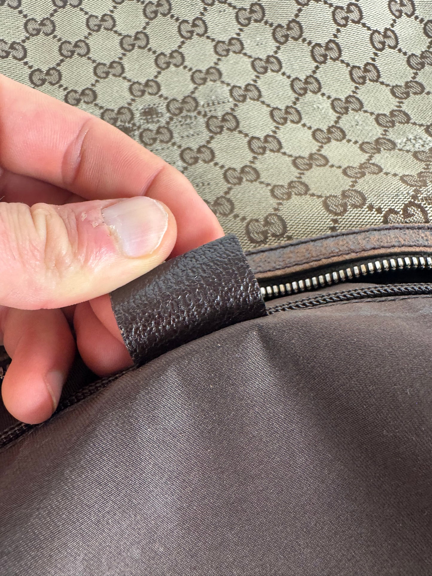 Vintage Gucci Monogram Canvas 2Way Bag Beige Brown