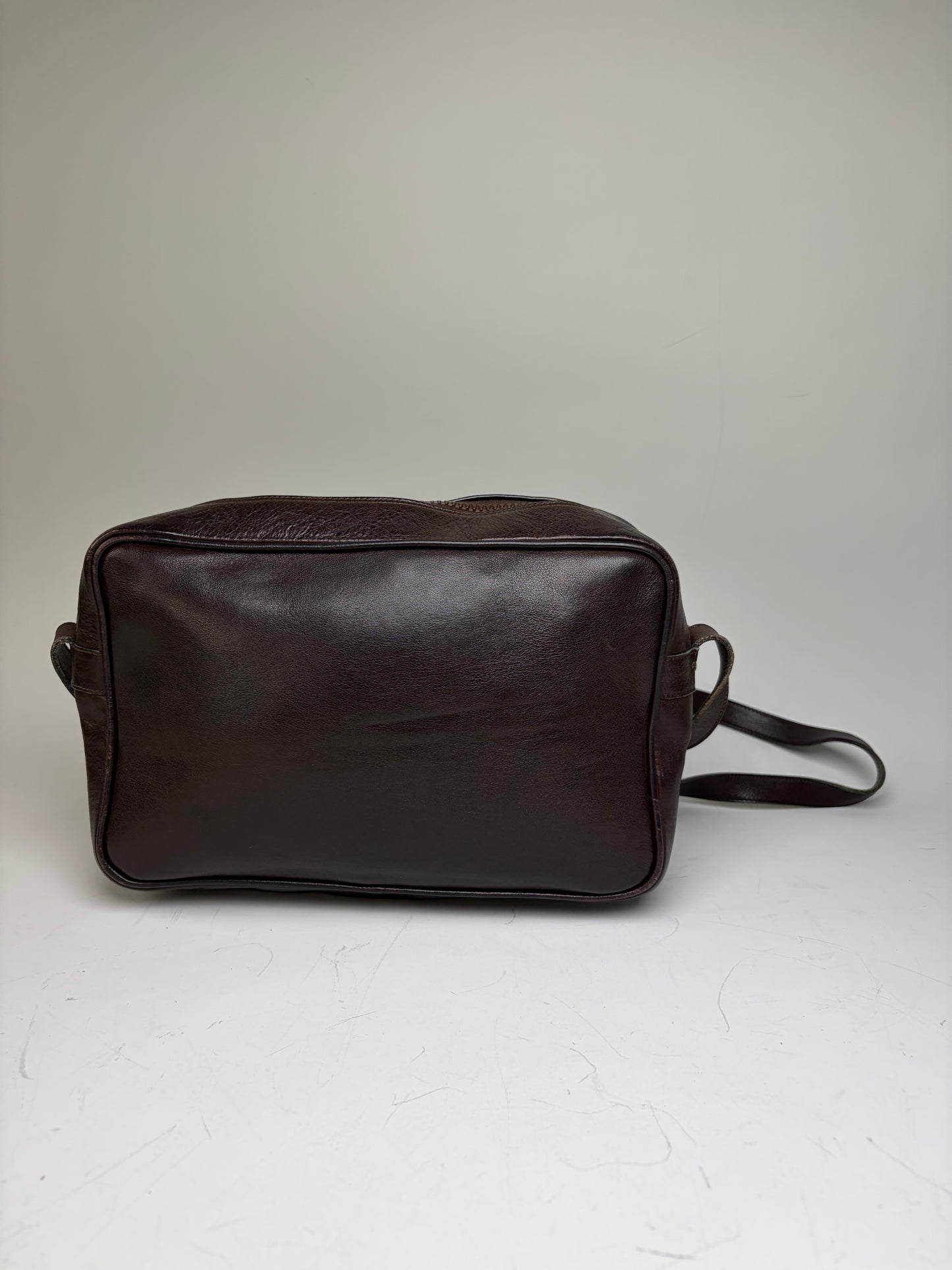 Vintage Celine Leather Crossbody Bag Dark Brown Gold