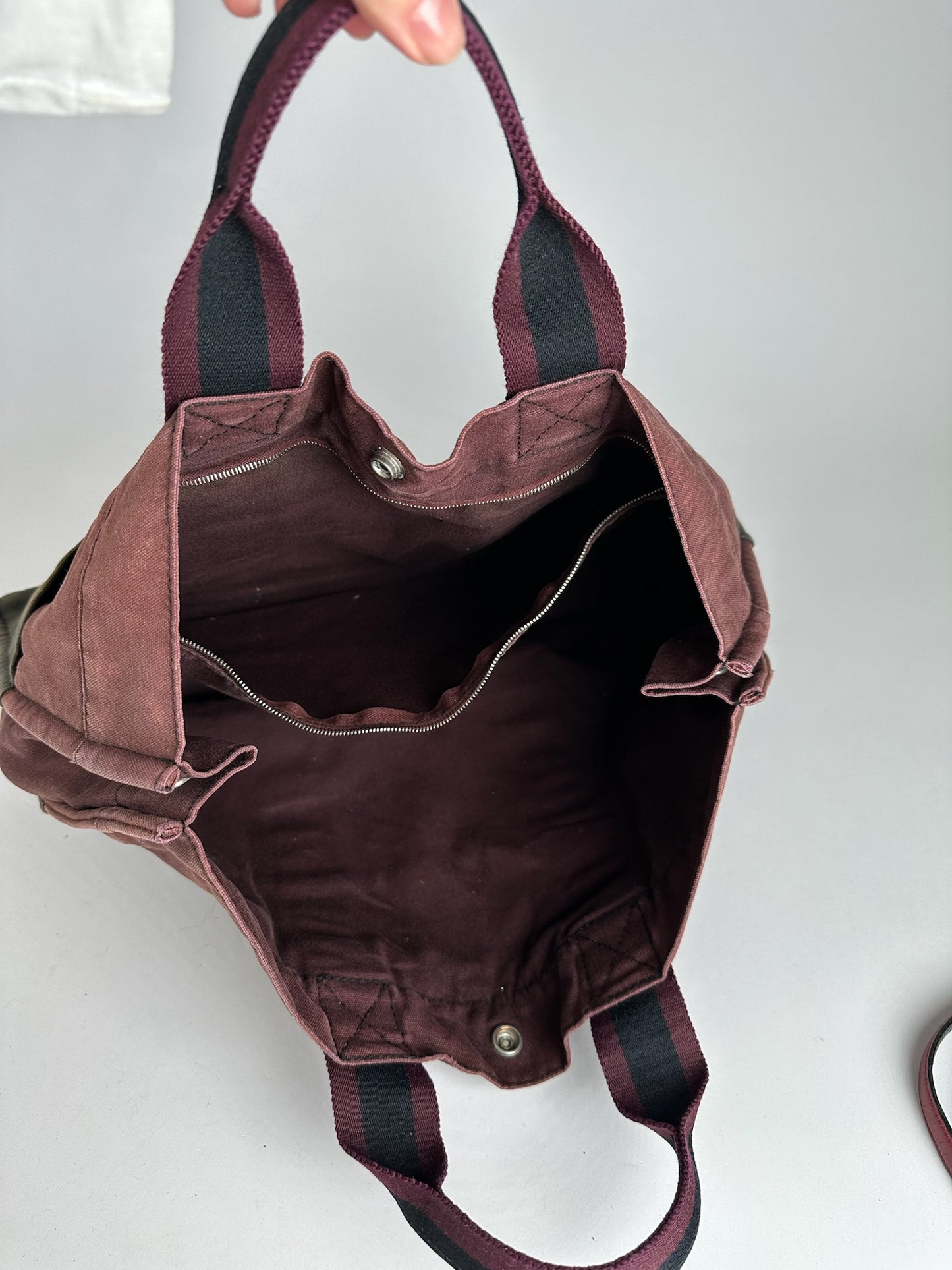 Vintage Hermes Purple Black canvas shopper