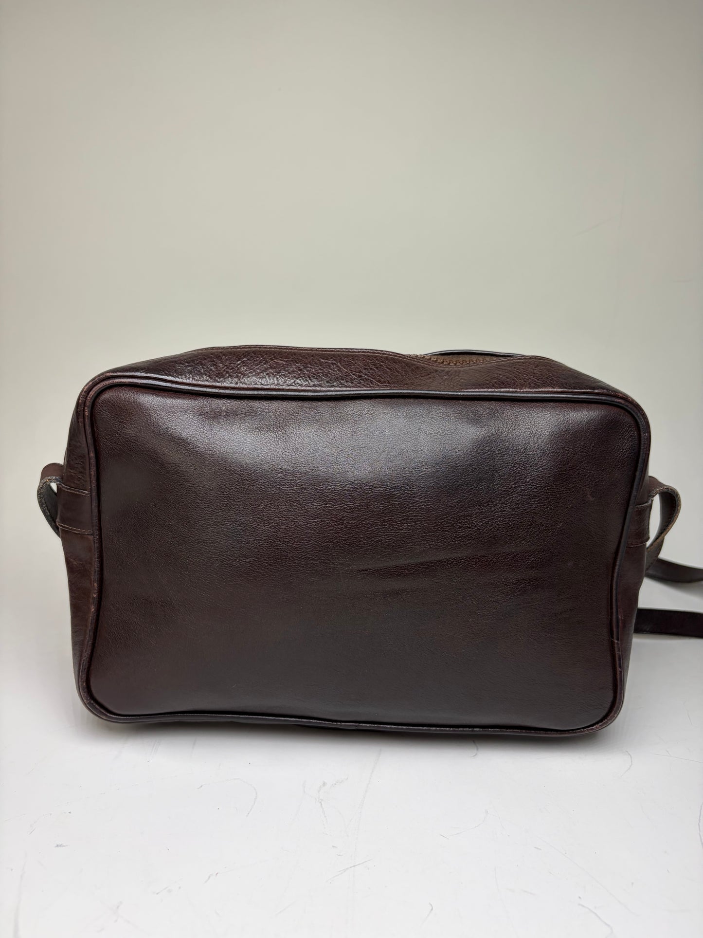 Vintage Celine Leather Crossbody Bag Dark Brown Gold