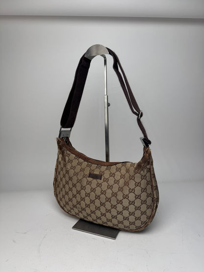 Vintage Gucci Monogram Canvas 2Way Bag Beige Brown
