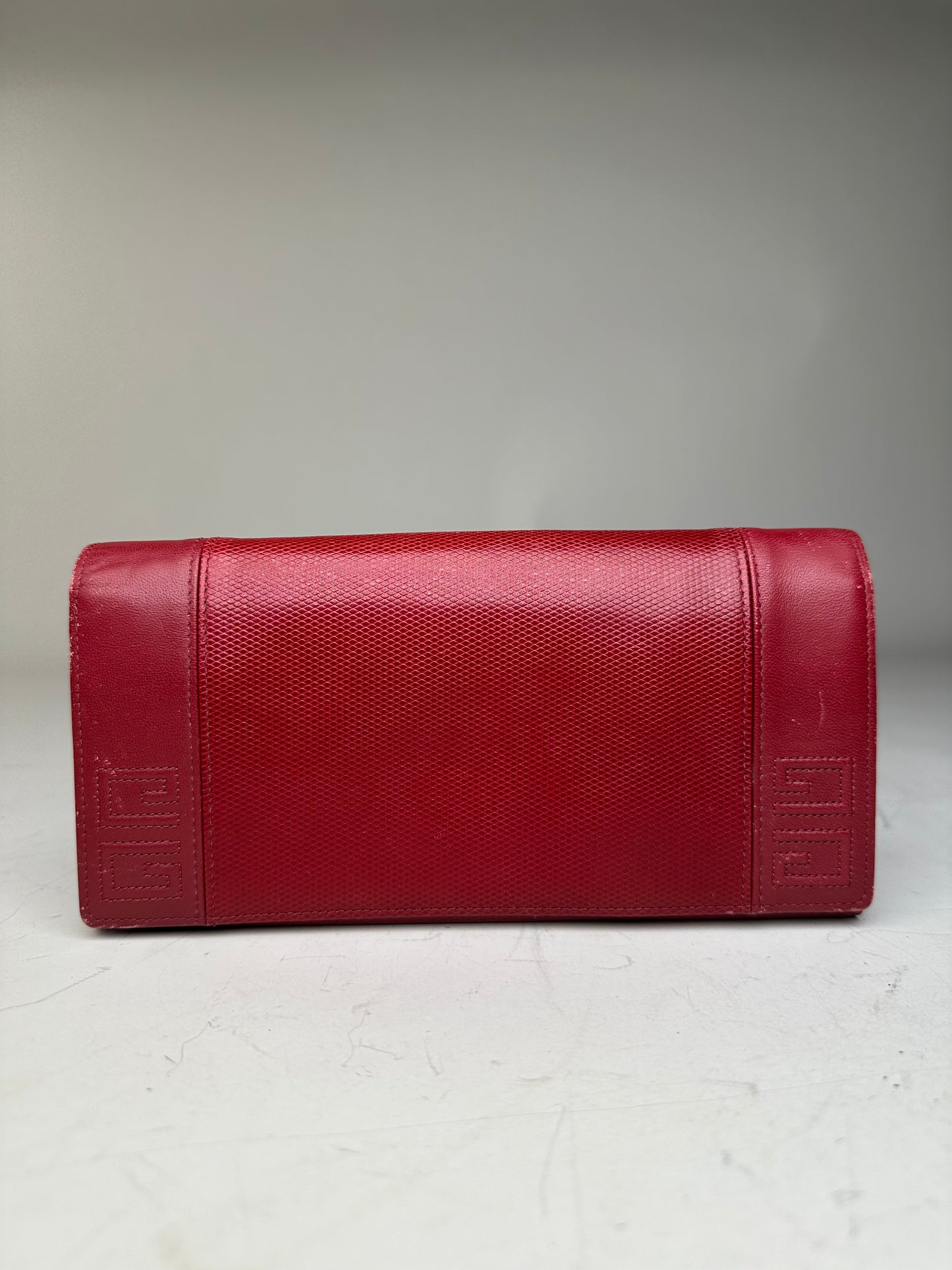 Vintage Givenchy Textured Leather Wallet Red Gold