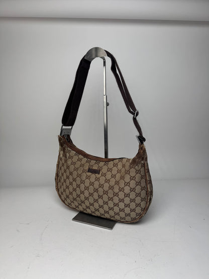 Vintage Gucci Monogram Canvas 2Way Bag Beige Brown