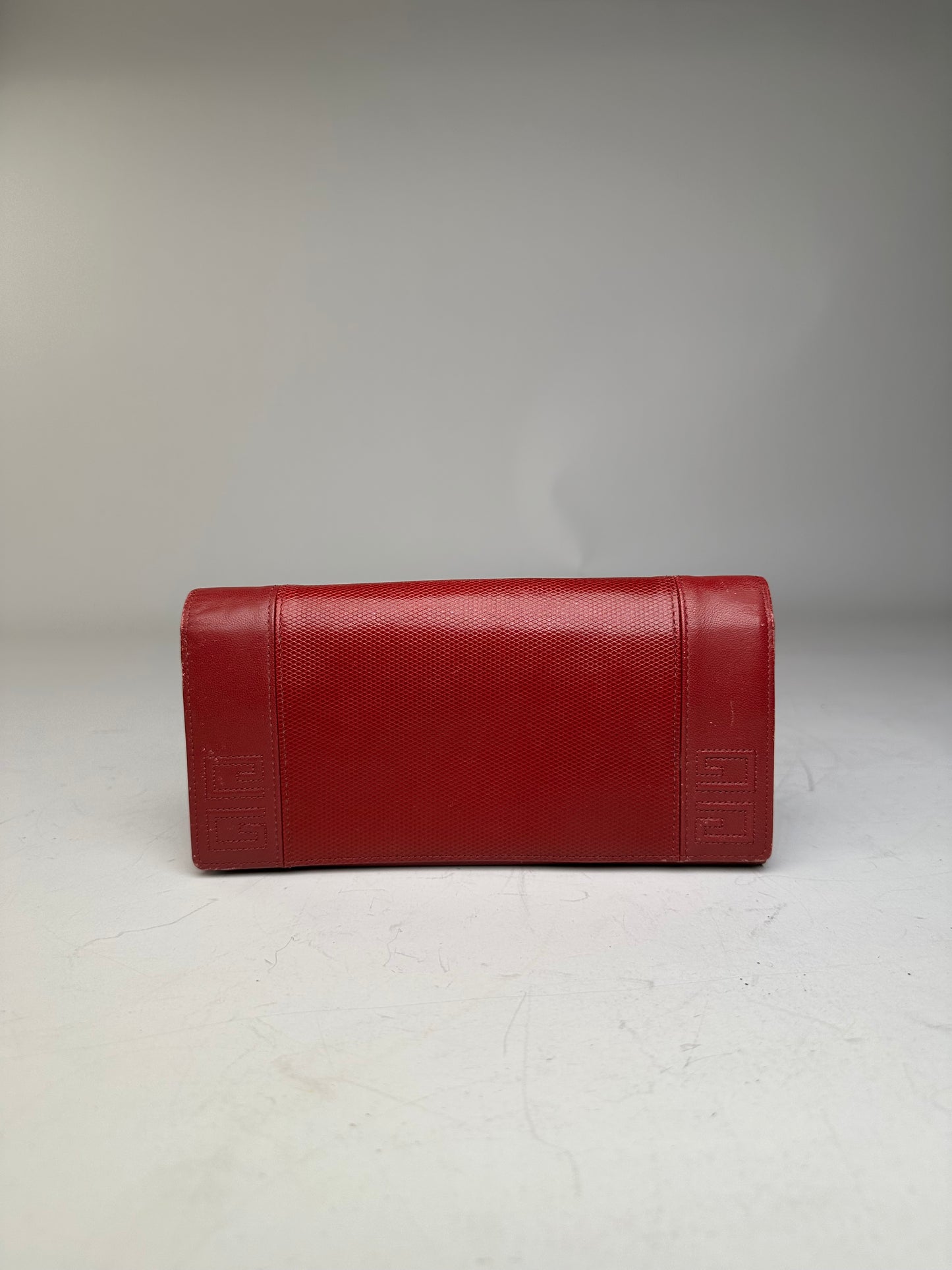 Vintage Givenchy Textured Leather Wallet Red Gold