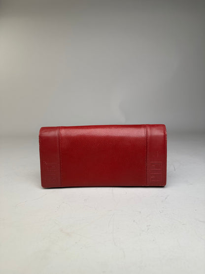 Vintage Givenchy Textured Leather Wallet Red Gold