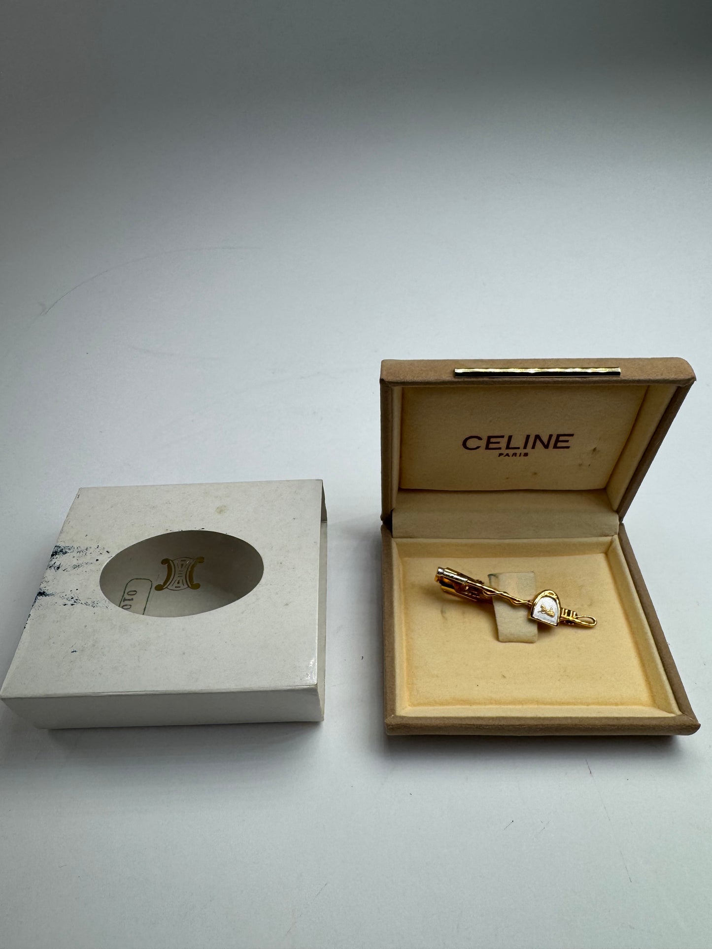 Vintage Celine Paris Carriage Logo Clamp Golden