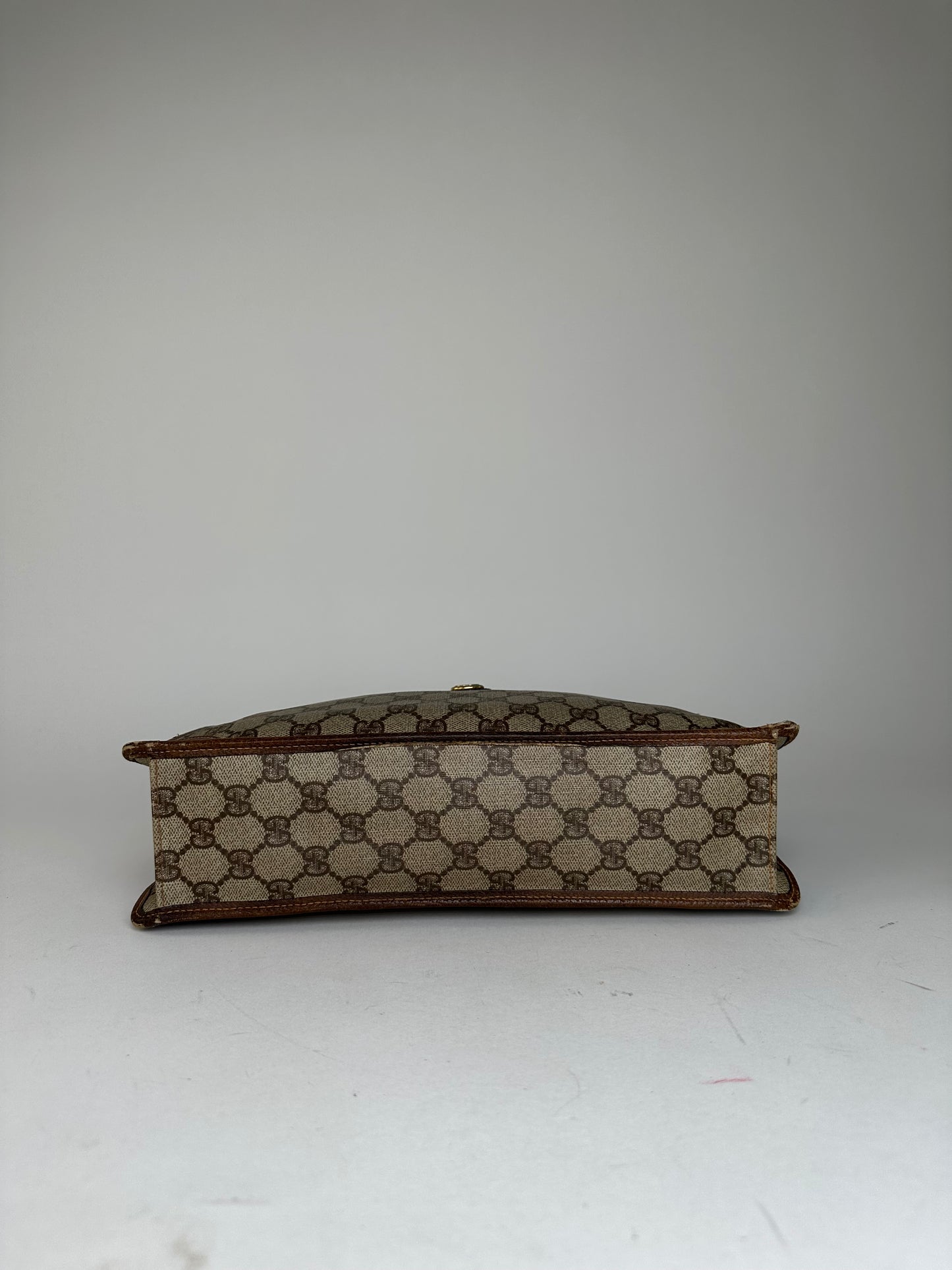 Vintage Gucci GG Supreme Monogram Coated Canvas Zip Pouch Beige Ebony