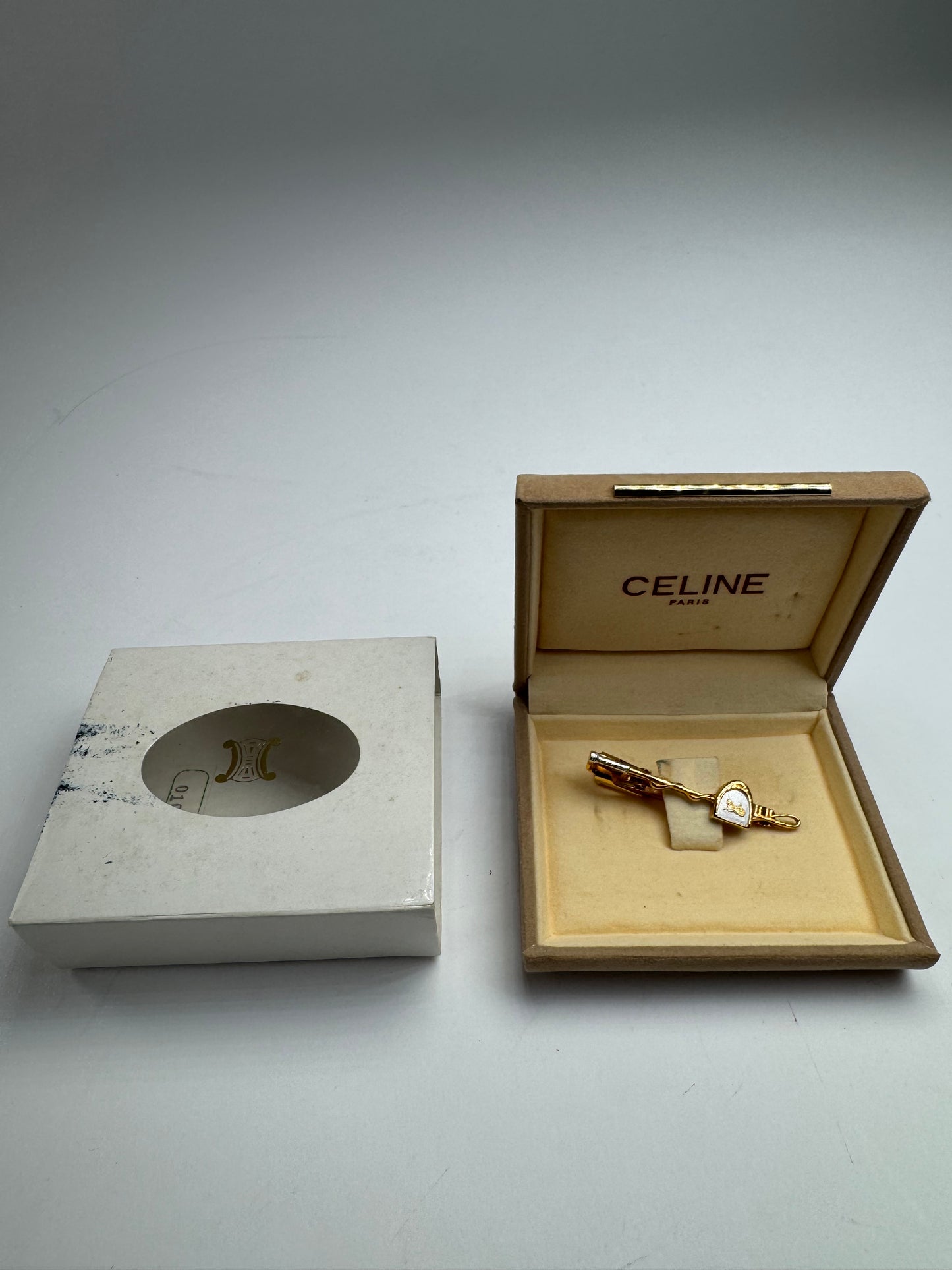 Vintage Celine Paris Carriage Logo Clamp Golden