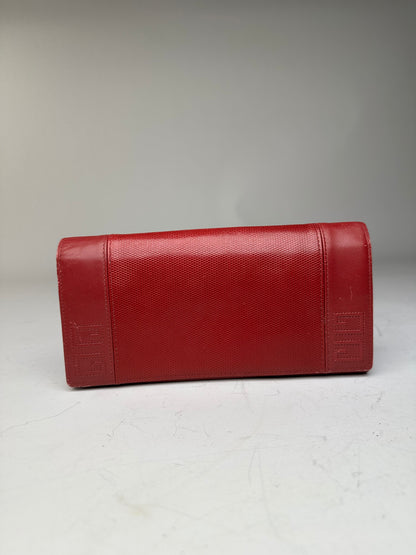 Vintage Givenchy Textured Leather Wallet Red Gold