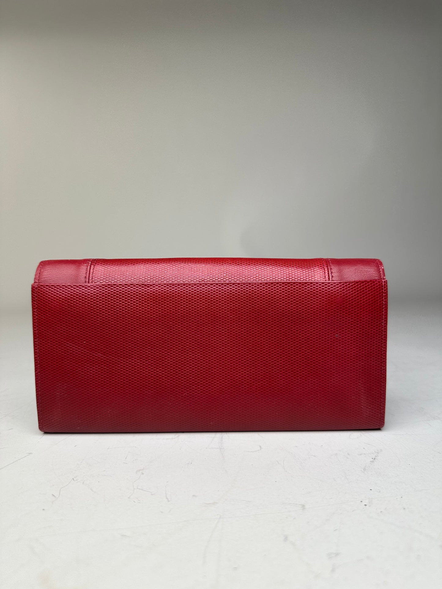 Vintage Givenchy Textured Leather Wallet Red Gold