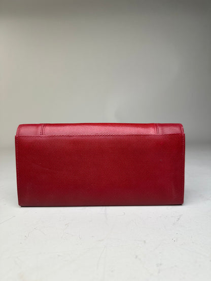 Vintage Givenchy Textured Leather Wallet Red Gold