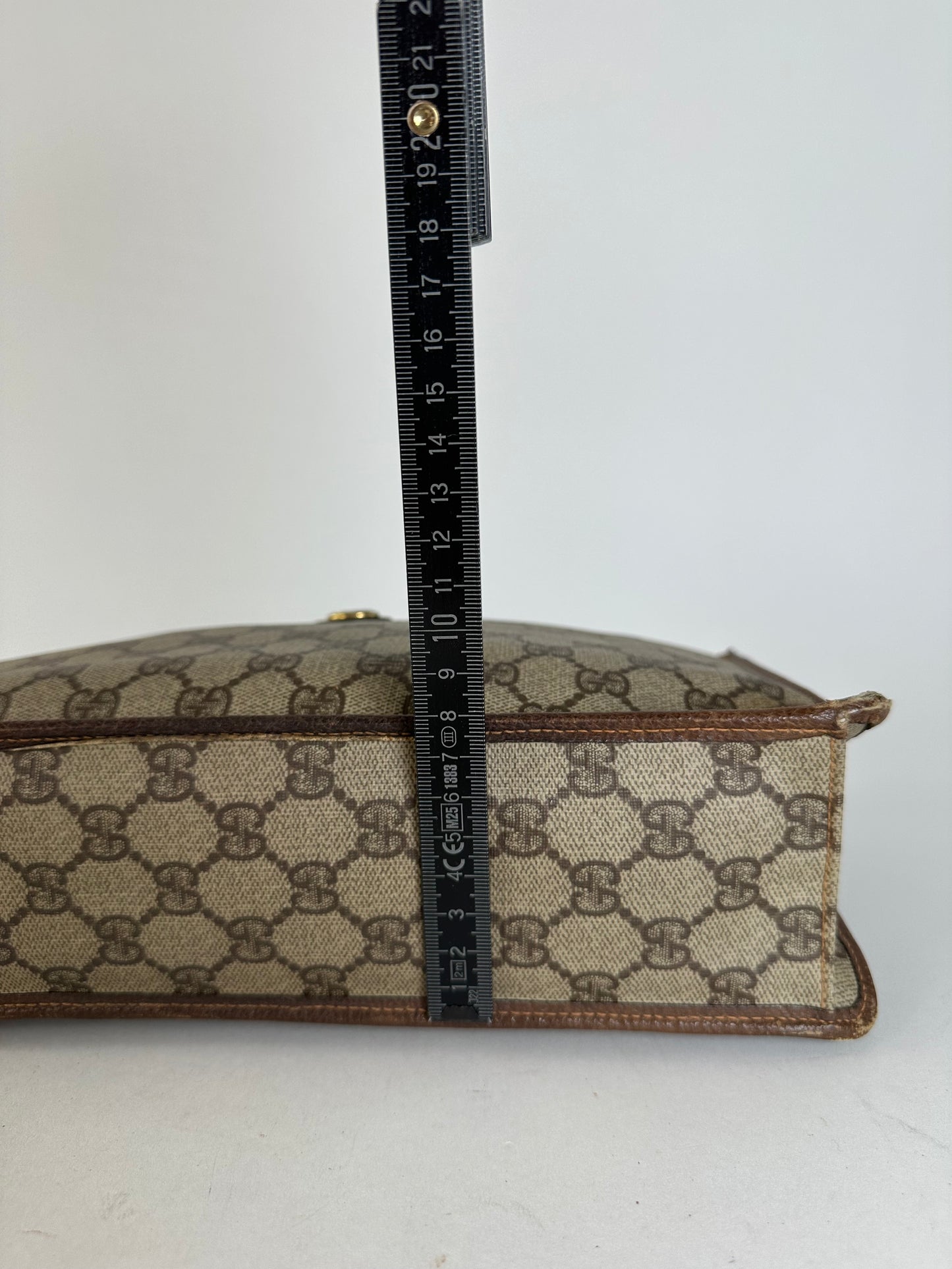 Vintage Gucci GG Supreme Monogram Coated Canvas Zip Pouch Beige Ebony