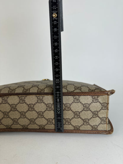Vintage Gucci GG Supreme Monogram Coated Canvas Zip Pouch Beige Ebony