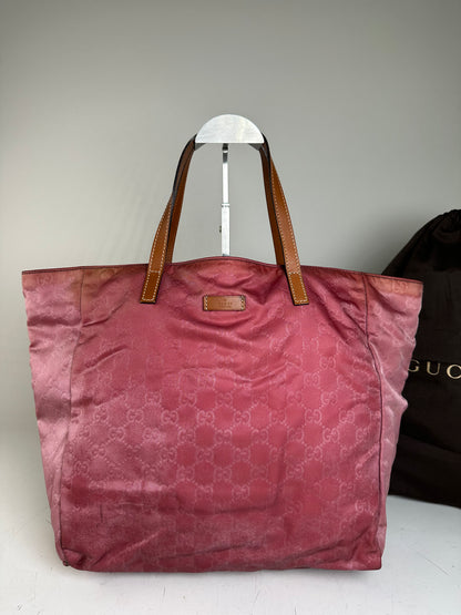 Vintage Gucci GG Supreme Tote Bag Pink Burgundy