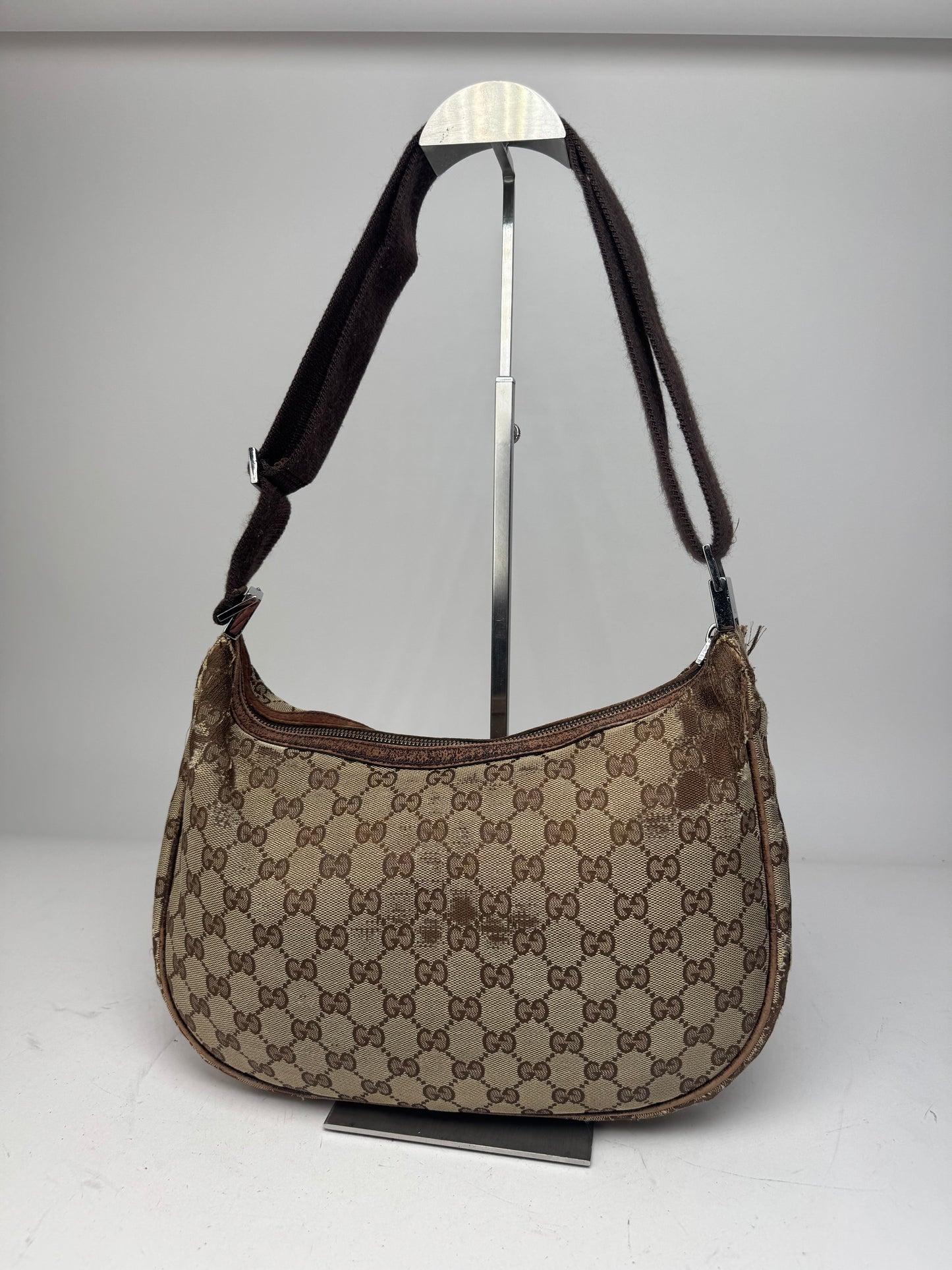 Vintage Gucci Monogram Canvas 2Way Bag Beige Brown