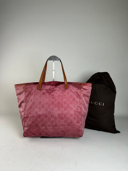 Vintage Gucci GG Supreme Tote Bag Pink Burgundy