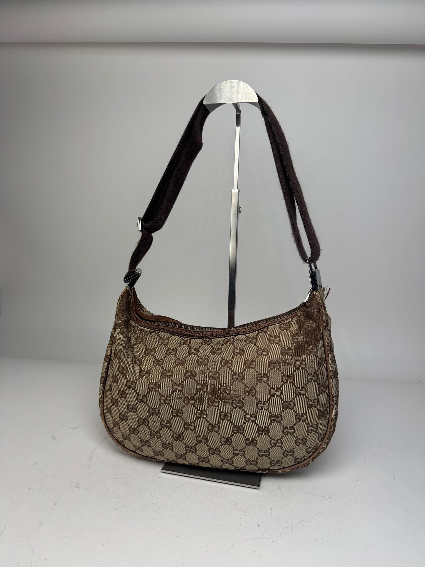 Vintage Gucci Monogram Canvas 2Way Bag Beige Brown