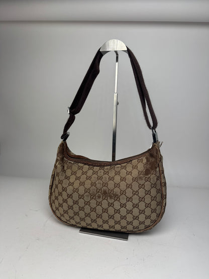 Vintage Gucci Monogram Canvas 2Way Bag Beige Brown