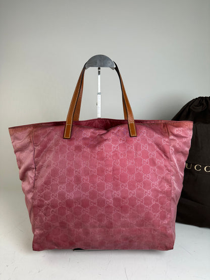 Vintage Gucci GG Supreme Tote Bag Pink Burgundy