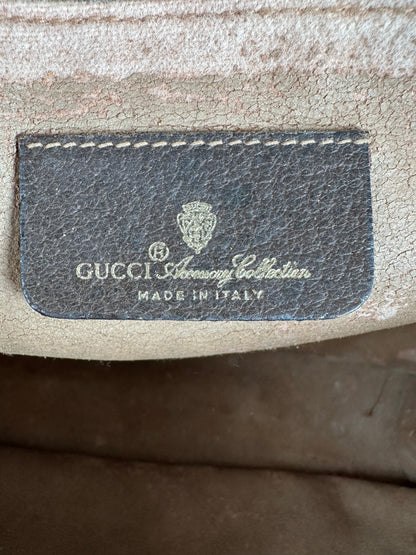 Vintage Gucci GG Supreme Monogram Coated Canvas Zip Pouch Beige Ebony