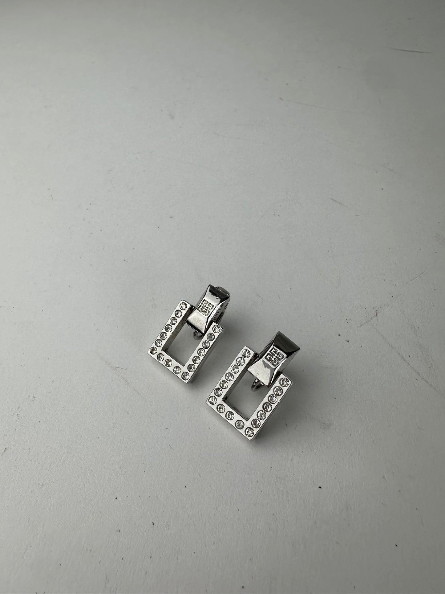 Vintage Givenchy Ear Clipper / Earrings Silver With Svarowski Cristal’s