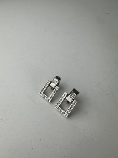 Vintage Givenchy Ear Clipper / Earrings Silver With Svarowski Cristal’s