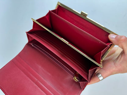 Vintage Givenchy Textured Leather Wallet Red Gold