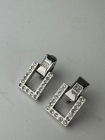 Vintage Givenchy Ear Clipper / Earrings Silver With Svarowski Cristal’s
