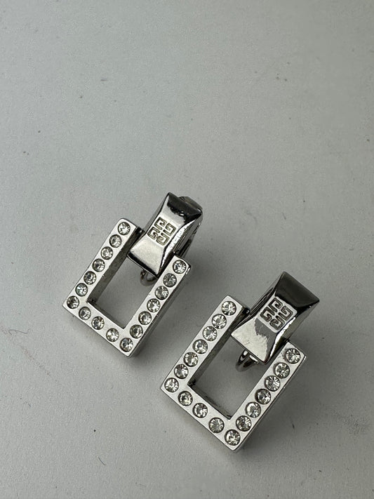 Vintage Givenchy Ear Clipper / Earrings Silver With Svarowski Cristal’s