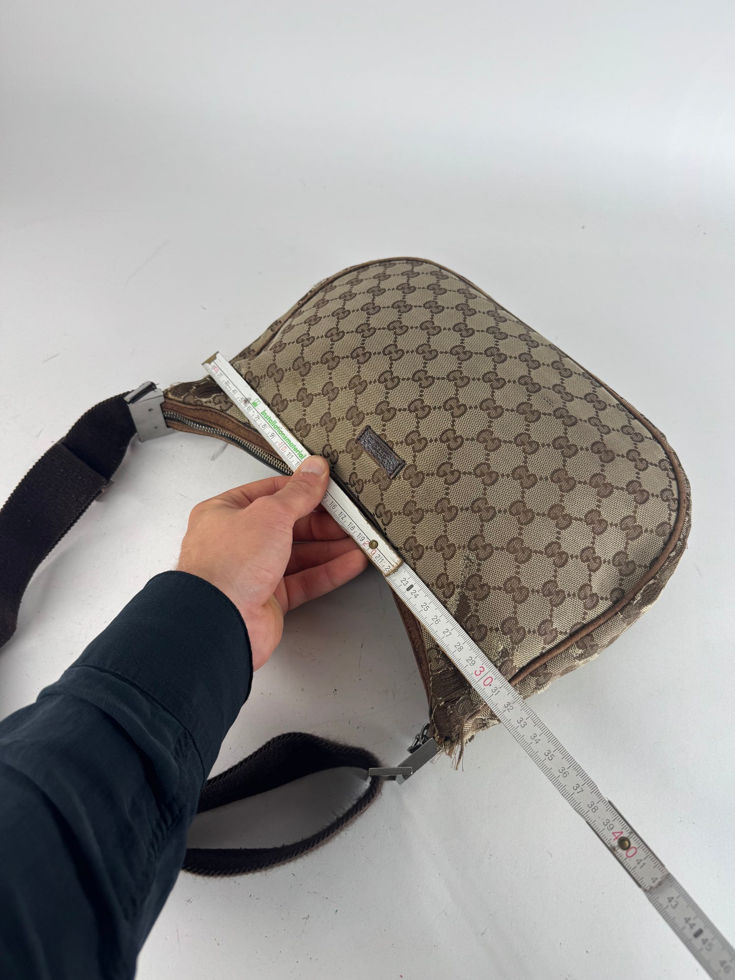 Vintage Gucci Monogram Canvas 2Way Bag Beige Brown