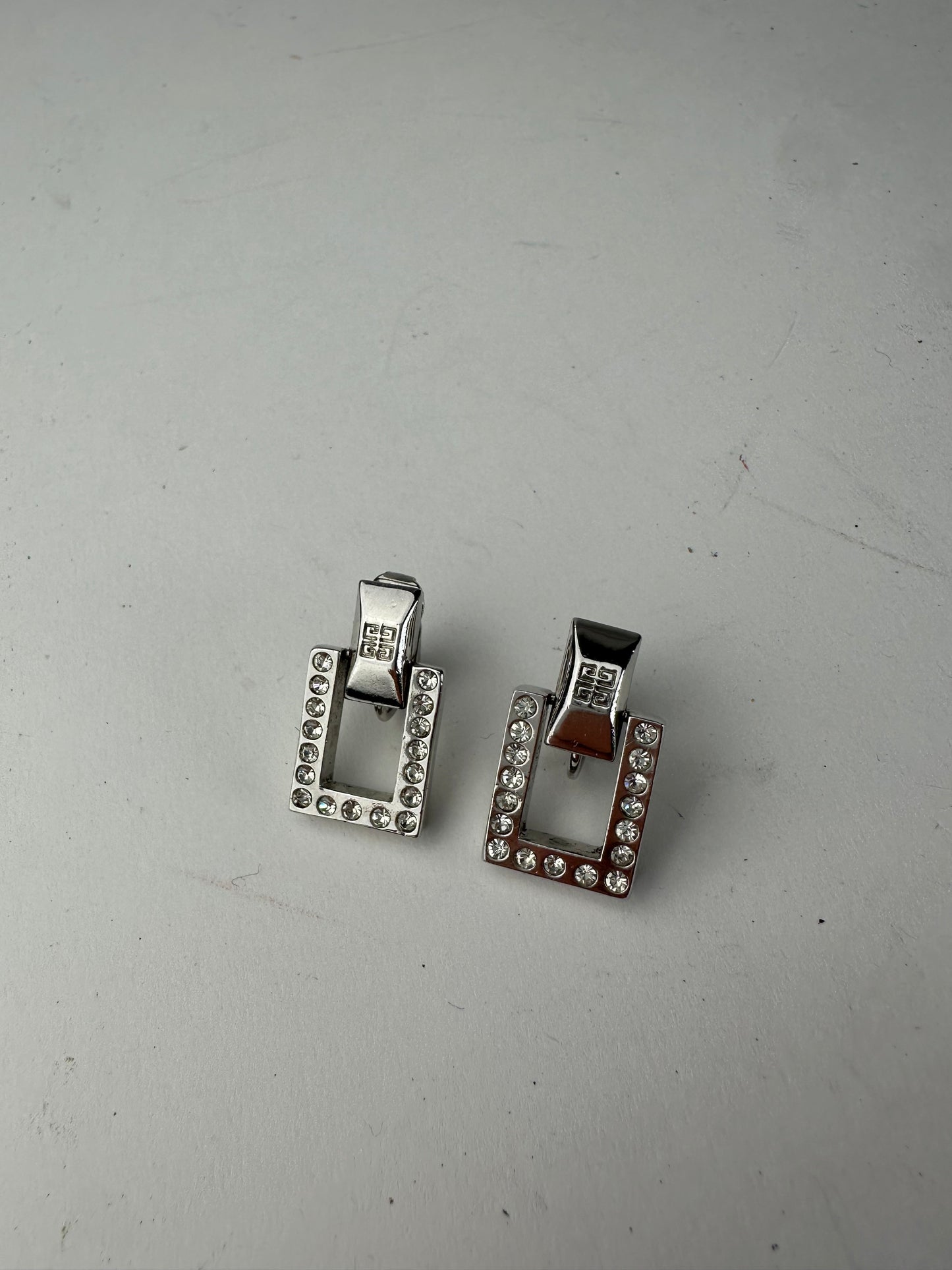 Vintage Givenchy Ear Clipper / Earrings Silver With Svarowski Cristal’s