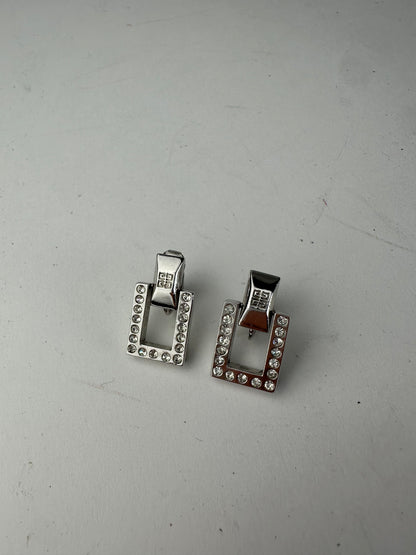 Vintage Givenchy Ear Clipper / Earrings Silver With Svarowski Cristal’s