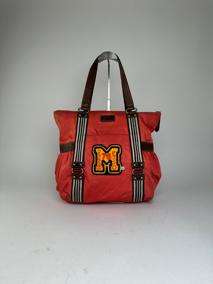 Vintage Burberry Nylon Leather Bag Red Brown
