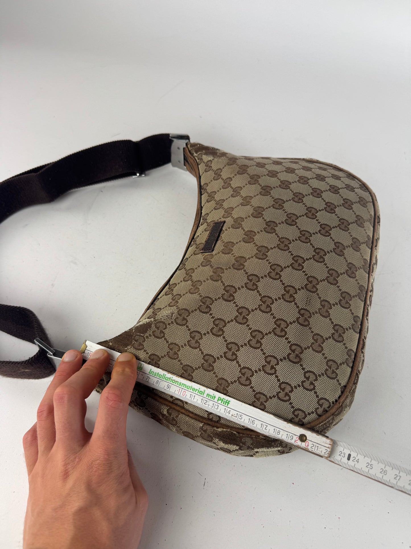 Vintage Gucci Monogram Canvas 2Way Bag Beige Brown