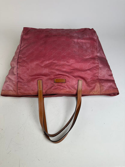 Vintage Gucci GG Supreme Tote Bag Pink Burgundy