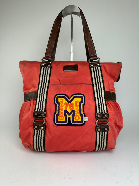 Vintage Burberry Nylon Leather Bag Red Brown