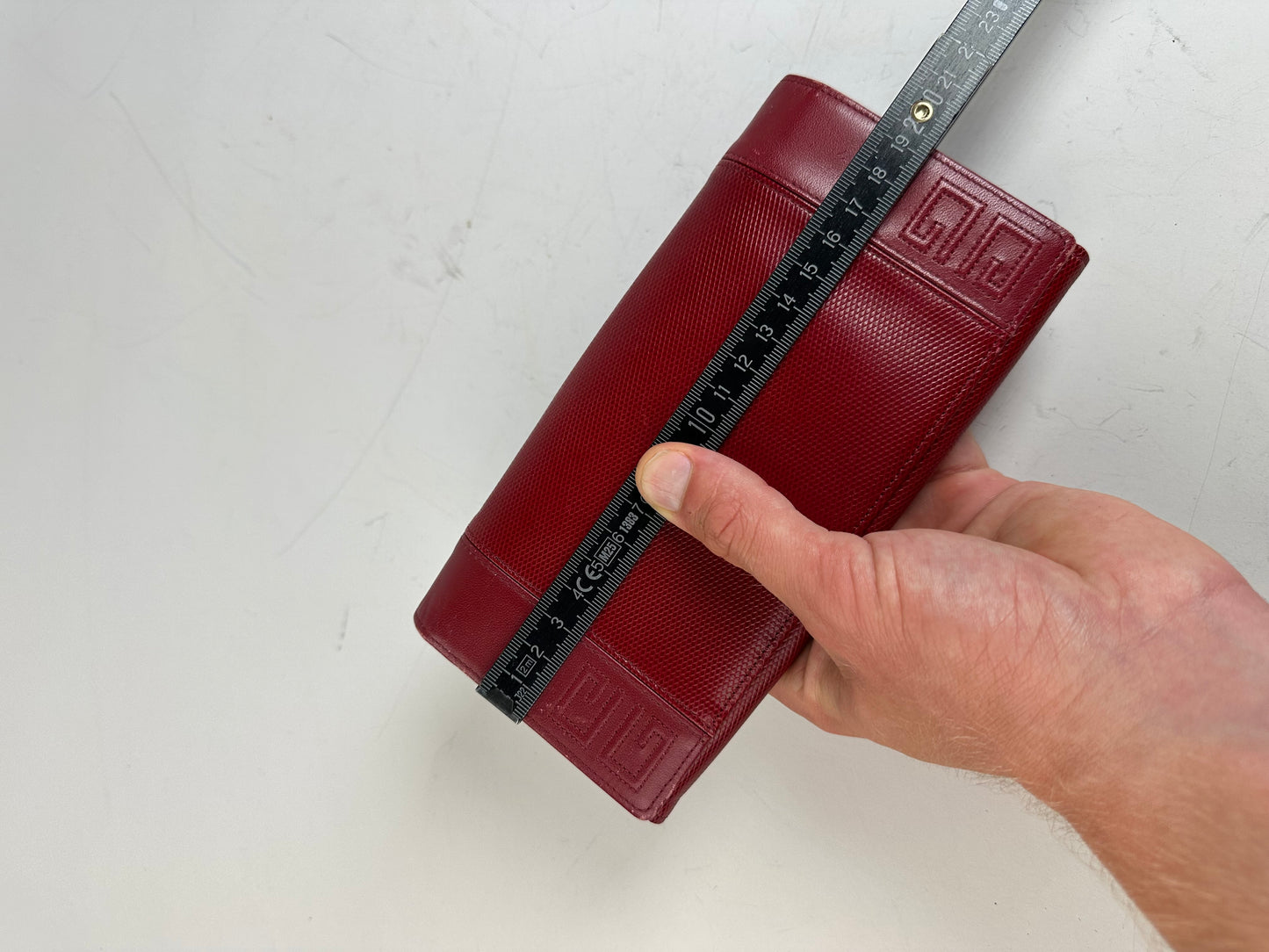 Vintage Givenchy Textured Leather Wallet Red Gold