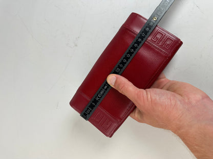 Vintage Givenchy Textured Leather Wallet Red Gold