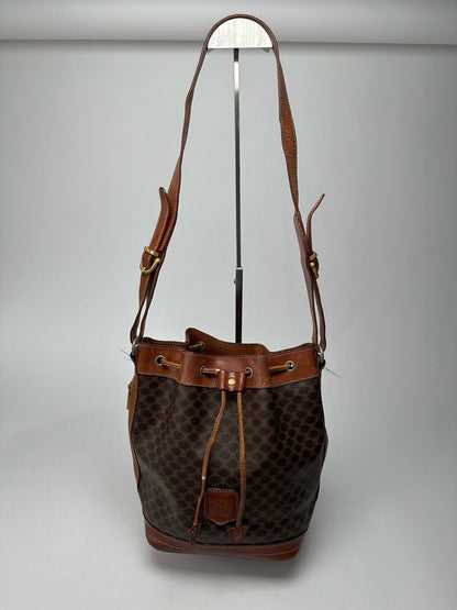 Vintage Celine Paris Leather Monogram Sac Seau Bag brown