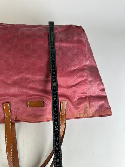 Vintage Gucci GG Supreme Tote Bag Pink Burgundy