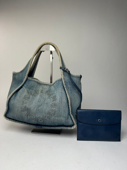 Vintage Stella Mc Cartney Denim Vegan Leather Bag Blue