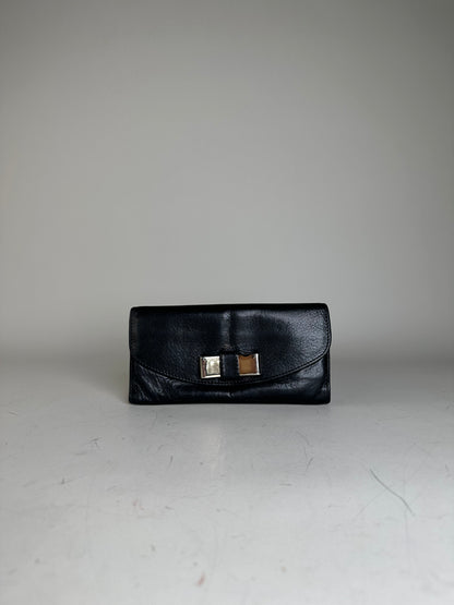 Vintage Chloe Leather Wallet Black Silver