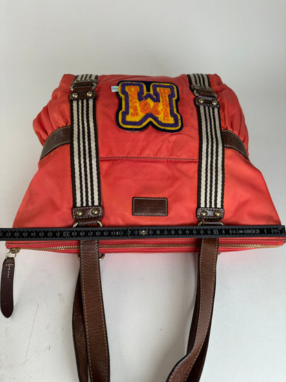 Vintage Burberry Nylon Leather Bag Red Brown
