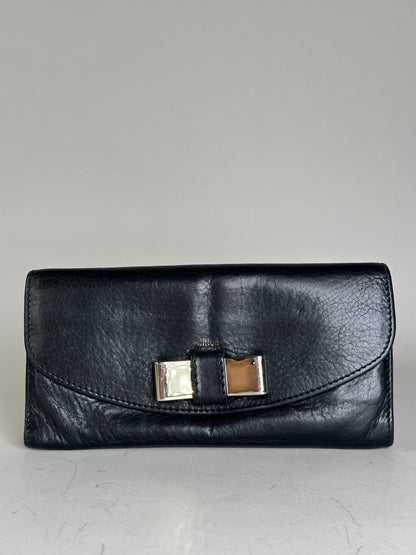Vintage Chloe Leather Wallet Black Silver