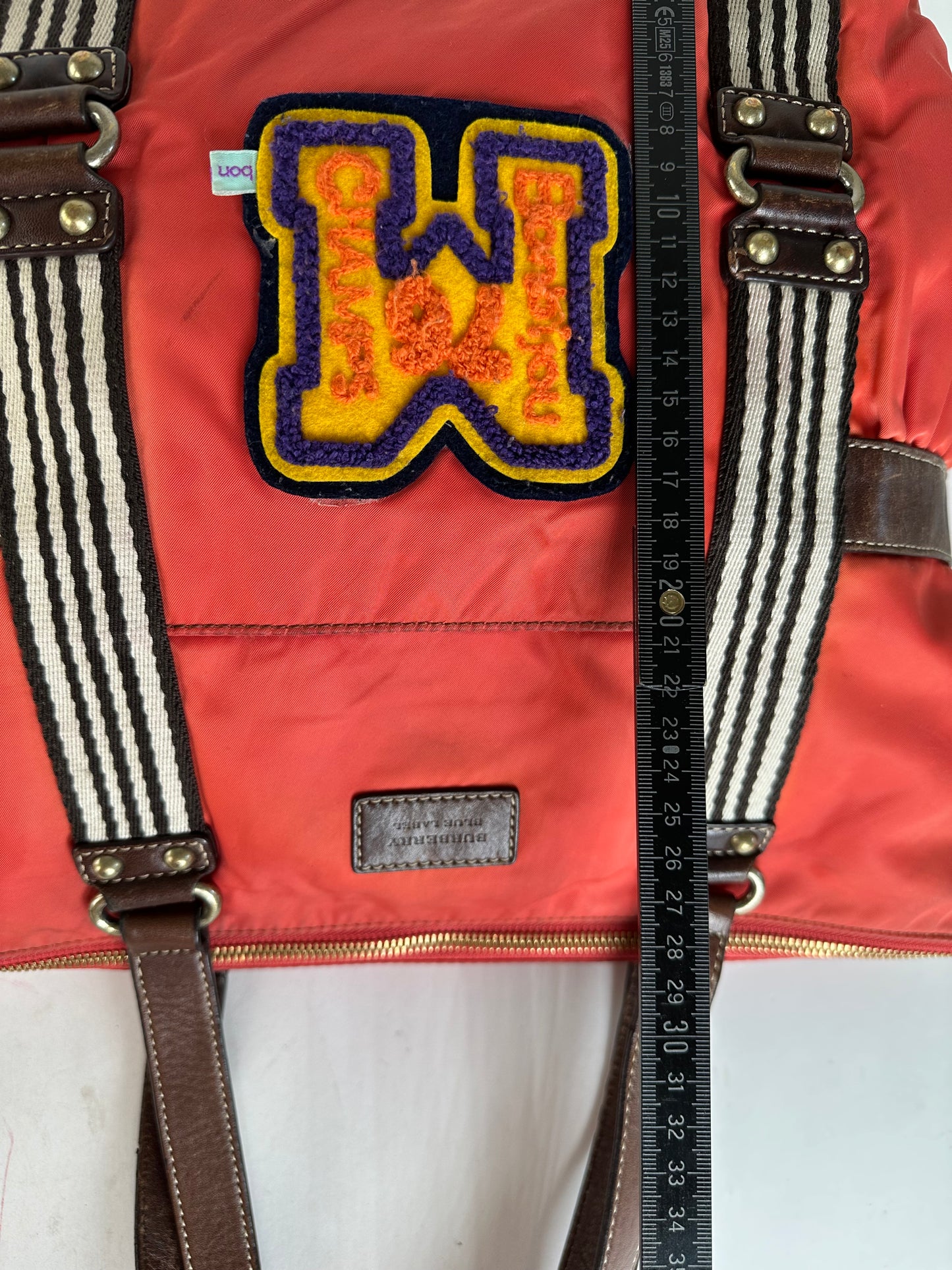 Vintage Burberry Nylon Leather Bag Red Brown