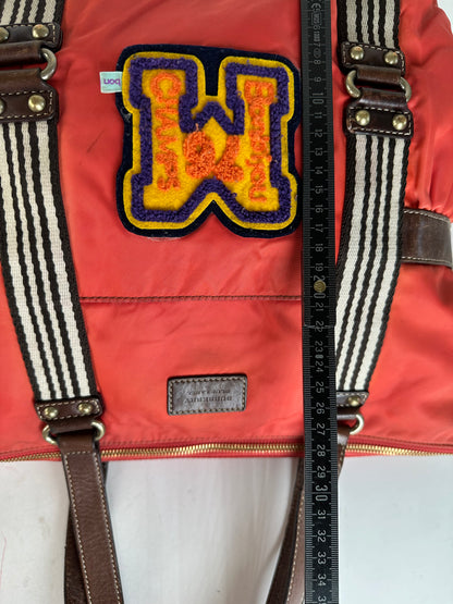 Vintage Burberry Nylon Leather Bag Red Brown