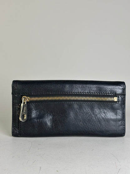 Vintage Chloe Leather Wallet Black Silver