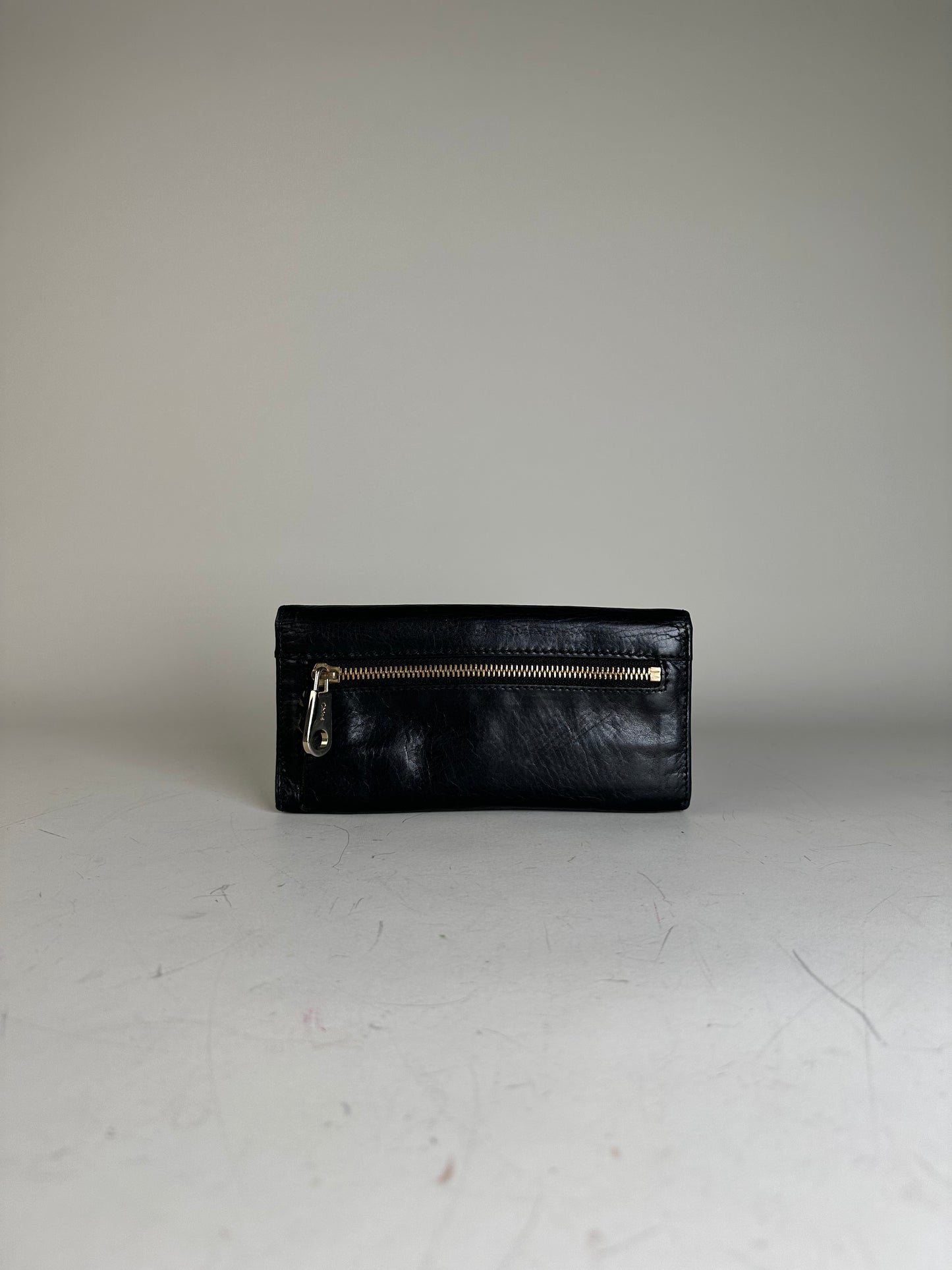 Vintage Chloe Leather Wallet Black Silver