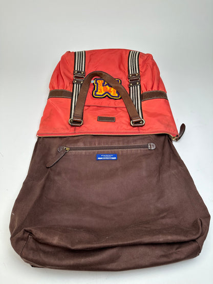 Vintage Burberry Nylon Leather Bag Red Brown